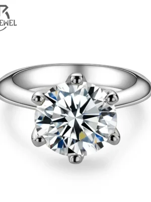 AnuJewel 1ct 2ct 3ct 5ct D Color Moissanite Engagement Ring For Women 925 Sterling Silver Gold Plated Solitaire Rings Wholesale