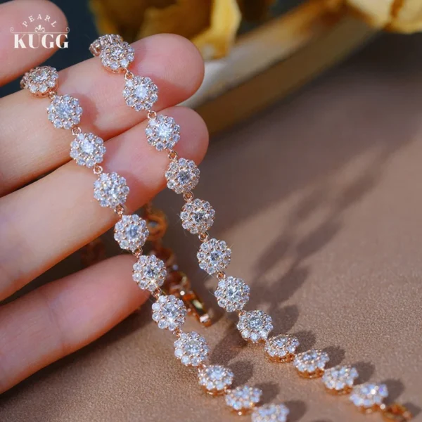 KUGG 18K Rose Gold Bracelet Luxury Flower Design 5.6carat Real Natural Diamond Bracelet for Women Senior Banquet High Jewelry