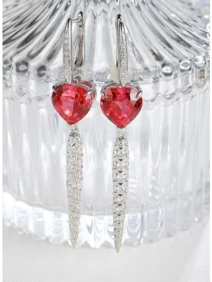 Ruihe Top Sale 2023 New Luxury 18k Gold Lab Grown Ruby with White Lab Grown Diamond Simulated Diamond Earrings for Women Gift